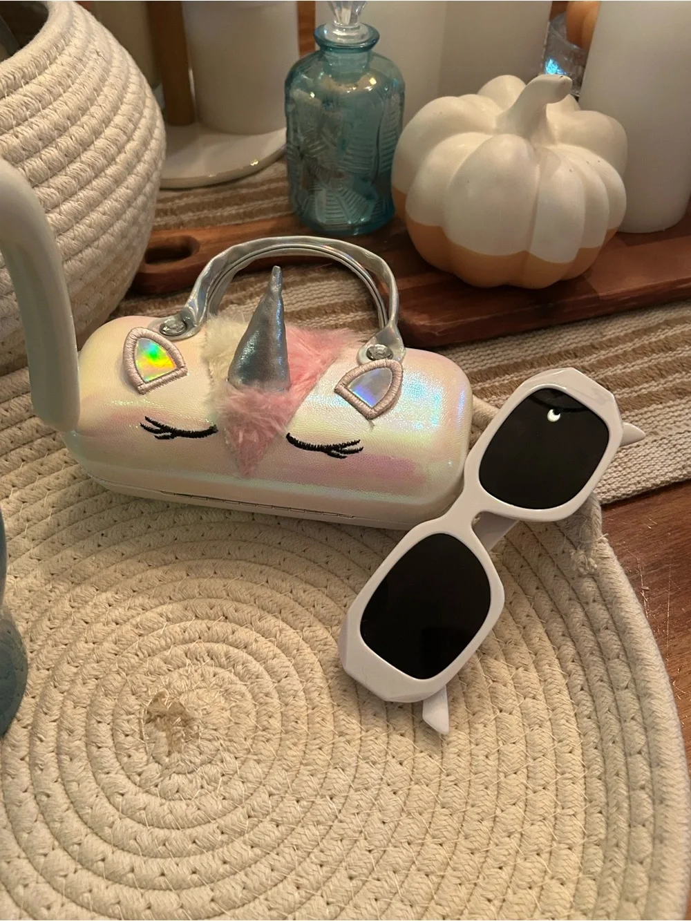 Girls Teal Travel Mug With Straw Sunglasses With Cute Case